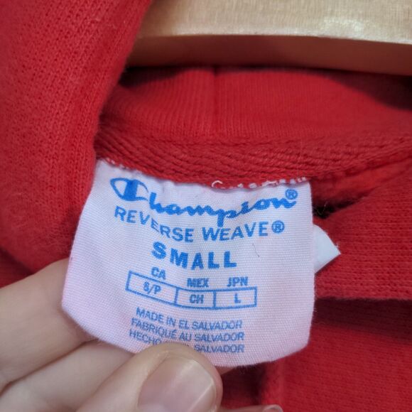 Champion Reverse Weave Mens Pullover Hoodie Sweatshirt Red Small Kangaroo Pocket - Picture 9 of 13